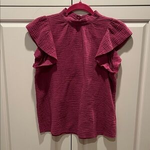 Joe’s raspberry gauze Sleeve top size small new 🆕
